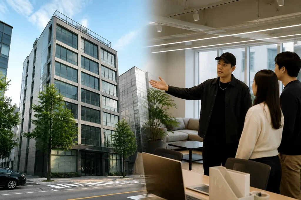 라이머가 방송에서 공개한 '강남 7층' 브랜뉴뮤직 사옥 — 방송은 확인되나 등기상 소유권은 미확인 관련 이미지