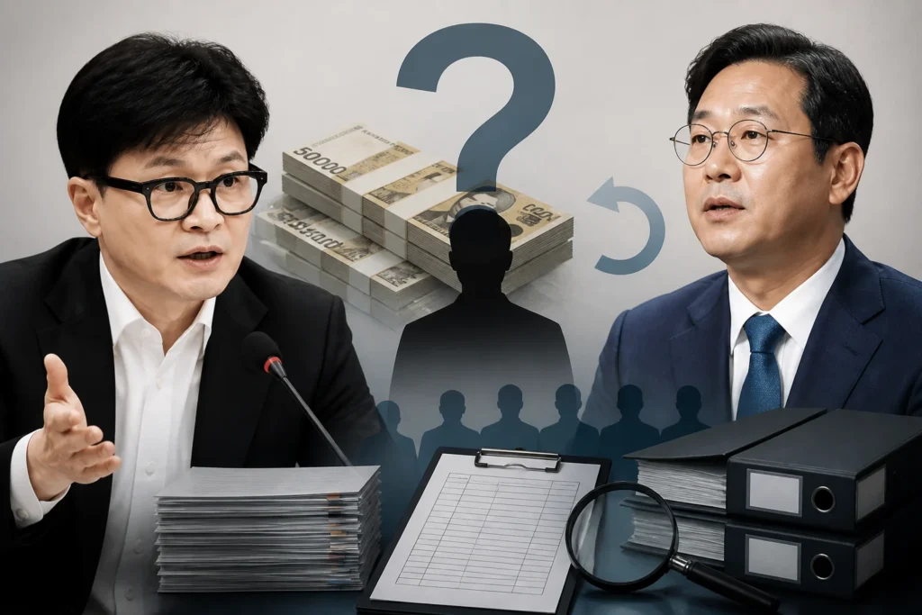 "비자금 페이백 있었느냐" — 한동훈이 김승원 법무부 후보자에게 제기한 의혹과 남은 확인 사항 관련 이미지