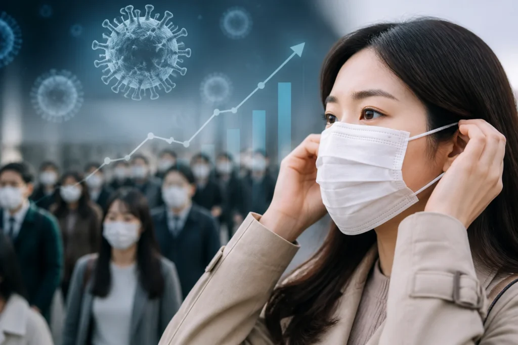 감염 지표 상승에 사람들 다시 마스크 착용 — 지금 확인할 것과 당장 할 행동 관련 이미지