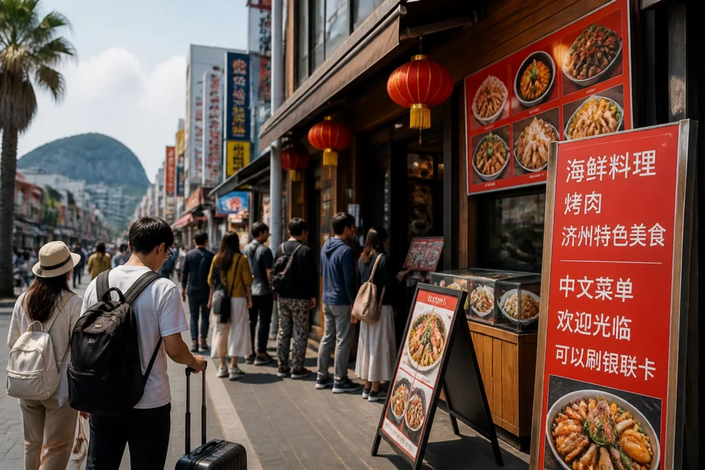 거리와 식당에 중국어가 눈에 띄게 늘었다 — 제주 현상, 배경과 확인해야 할 것들 관련 이미지