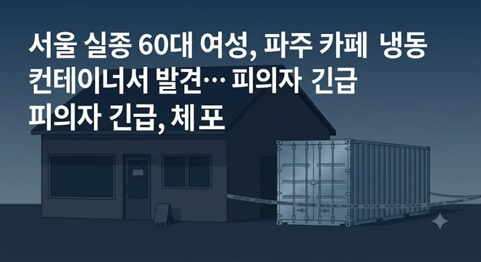 파주 카페 냉동 컨테이너서 60대 여성 시신 발견, 카페 운영자 수사 선상에 올라 관련 이미지