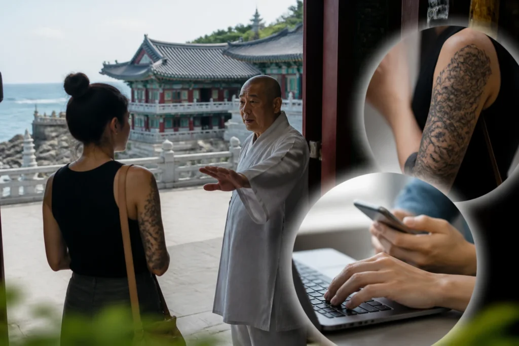 부산 해동용궁사에서 '타투 때문에 법당 출입 거부' 주장…공식 규정은 확인되지 않아 관련 이미지