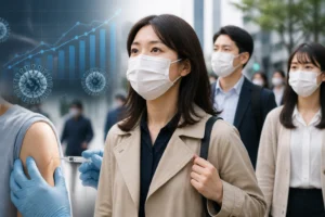 감염 지표 상승에 사람들 다시 마스크 착용 — 지금 확인할 것과 당장 할 행동 관련 AI 이미지