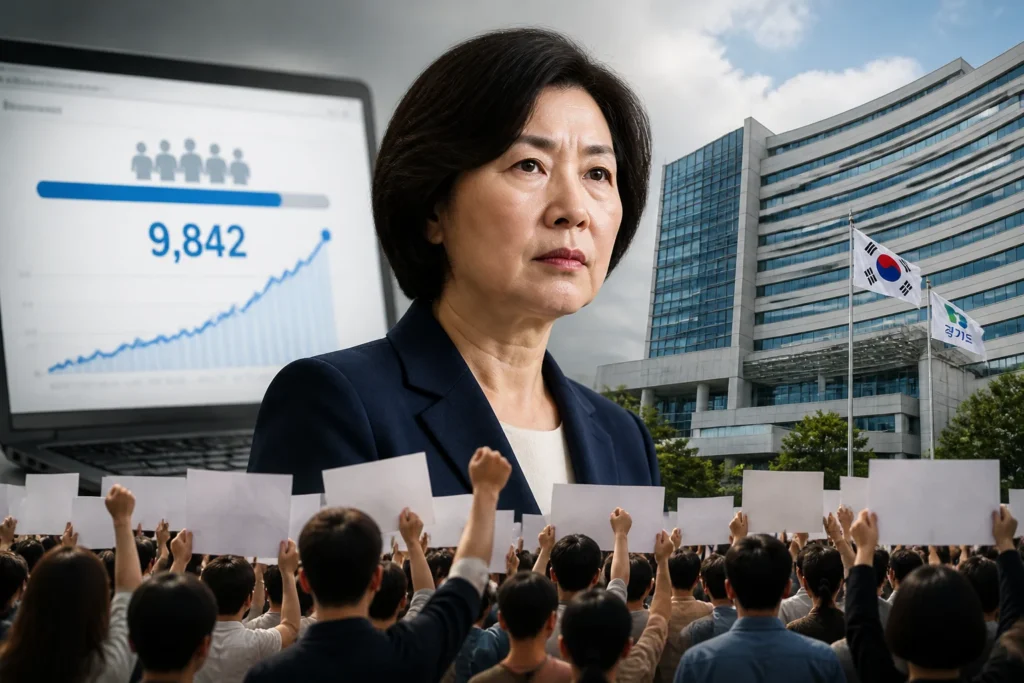 예산은 깎았는데 관사는 47평 계약? 경기도 '추미애 사퇴 촉구' 청원 현황과 쟁점 관련 AI 이미지